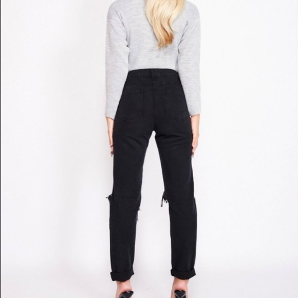 Charcoal Multi Rip Boyfriend Jeans - Picture 4 of 5